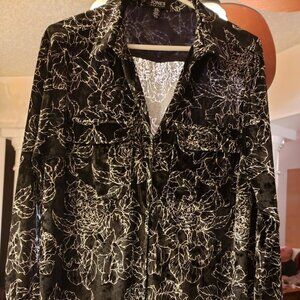 Jones New York Soft velour feel print blouse in size XL